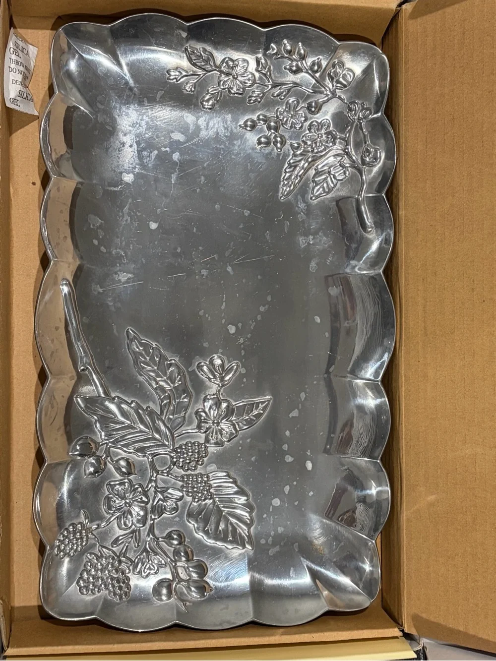 Lenox Silver Floral Embossed Serving Tray
